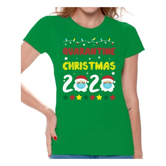 Christmas 2020 T-Shirt Santa Tee Christmas Shirts for Women Santa Claus Ladies Shirts Merry Xmas Gifts for Mom Wife Sister Happy Holidays Tshirt Xmas 2020 Top Funny Santa Womens Tee Happy New Year