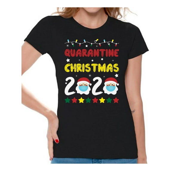Christmas 2020 T-Shirt Santa Tee Christmas Shirts for Women Santa Claus Ladies Shirts Merry Xmas Gifts for Mom Wife Sister Happy Holidays Tshirt Xmas 2020 Top Funny Santa Womens Tee Happy New Year