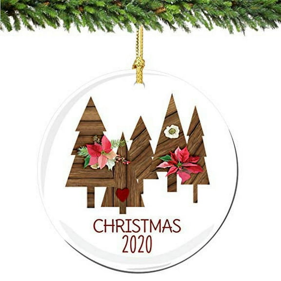 Christmas 2023 Ornament Rustic Wooden Holiday Trees Porcelain Ornament Home Decor Christmas Decoration Gift Idea