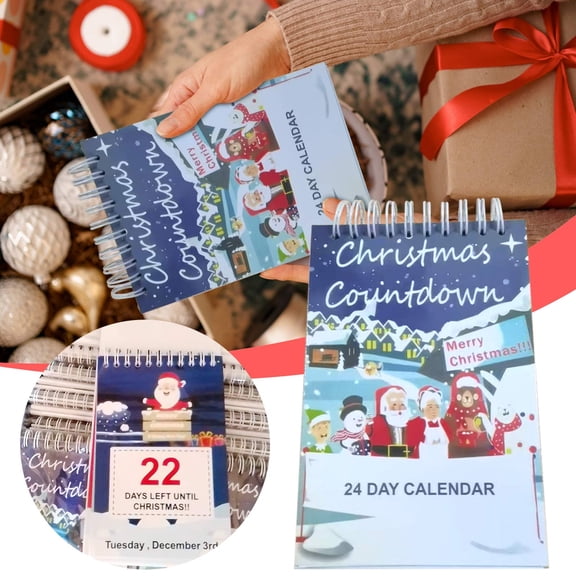 Christmas 2024 100-Day Countdown Calendar - Exciting Home and Office Decoration, Festive Pages with Lovely Characters, Perfect for Tracking Days Until Christmas white