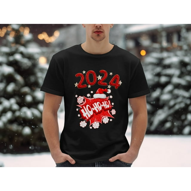 Christmas 2025 TShirt, Santa Hat Ho Ho Ho Tee, Holiday Celebration