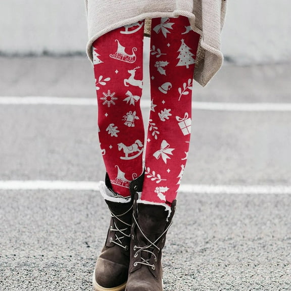 Christmas 2024 Women's Cartoon Printed Leggings Yoga Pants Leggings for Women plus Size Disposable Underwear Olive Workout Leggings Summer Leggings Cute Winter Outfits for Women Long Leggings for
