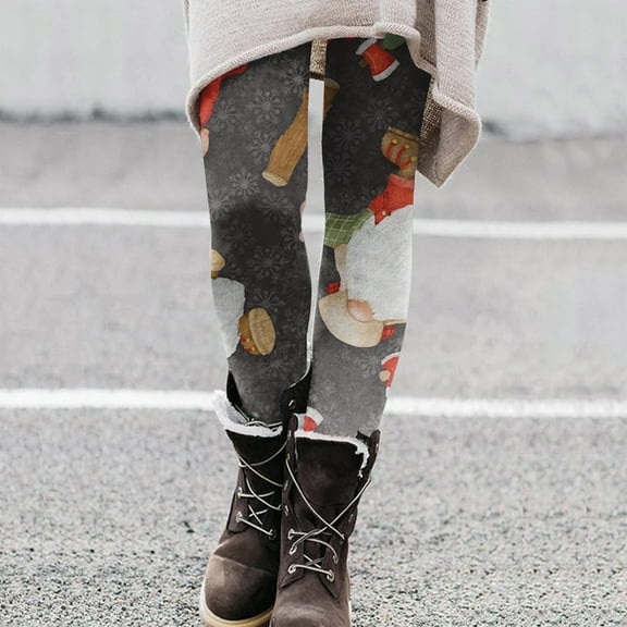Christmas 2024 Women's Cartoon Printed Leggings Yoga Pants Polyester Leggings Girls Pantaloons Work from Home Clothes Women Comfortable Work Pants Women Cute Women Tops Leggings for Women 3x plus Size