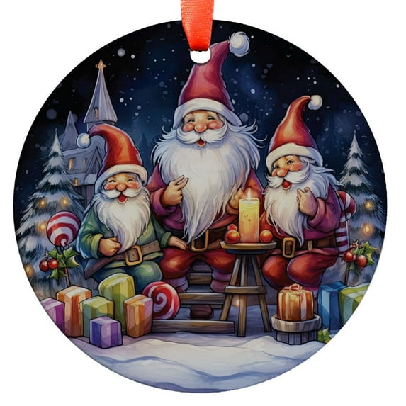 Christmas 2025 Ornament, Christmas Decoration, Holiday Gift Idea, Heirloom Keepsake, Round , Gift Exchange, Gift Idea, Gnome, Holiday Keepsake, Xmas Tree Hanging Decoration, Season