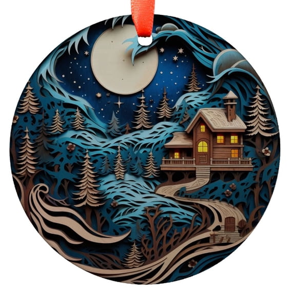 Christmas 2025 Ornament, Christmas Decoration, Holiday Gift Idea, Heirloom Keepsake, Round , Gift Exchange, Gift Idea, Xmas Scene, Holiday Keepsake, Xmas Tree Hanging Decoration, S