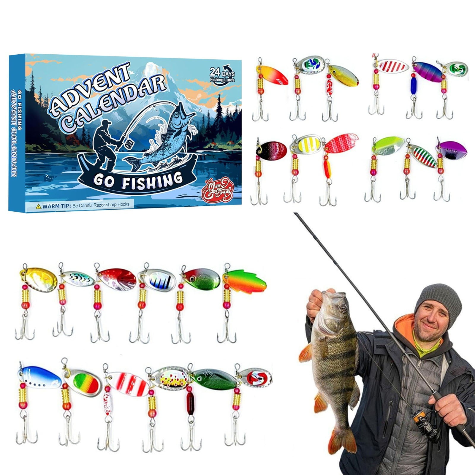 Christmas 24 Days Countdown To Christmas Fishing Tackle Set 2024