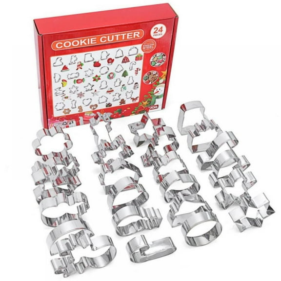 Christmas 24 Piece Stainless Steel Cookie Moulds