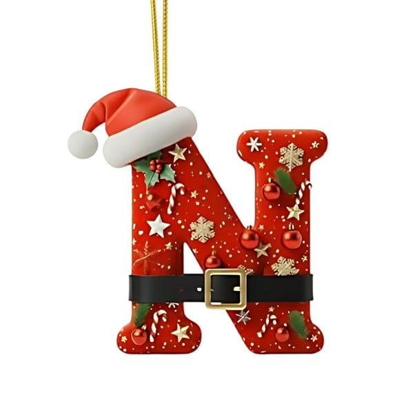 Christmas 26 Letters Ornament 2025, Personalized Christmas Indoor for Christmas Tree Ornaments Pendant Hanging Decorations, DIY Hanging Christmas Ornaments(N)