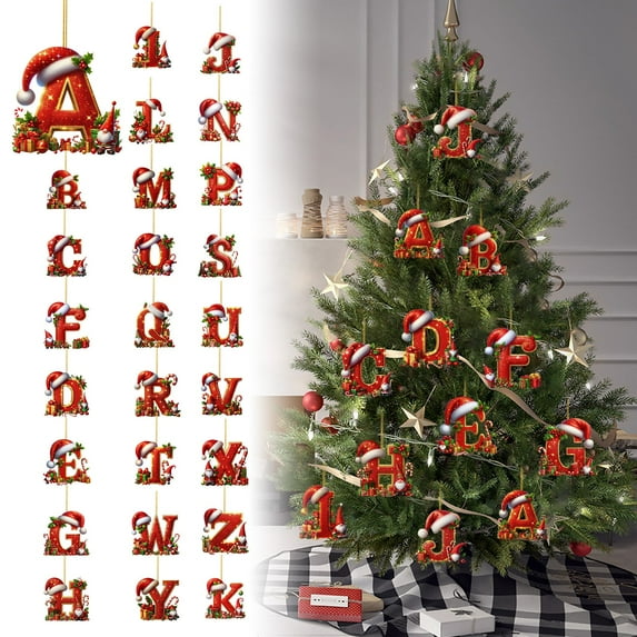 Christmas 26 Red Letter Pendants, Christmas Tree Pendants, Christmas 26 Letter Decoration, Christmas Decoration