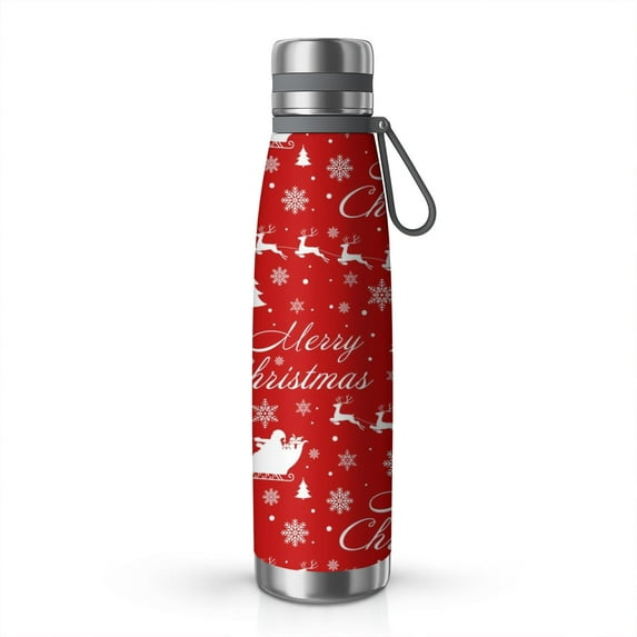 Christmas 29oz Stainless Steel Insulated Thermos with Tea Filter, 360° Printed Travel Bottle, Leakproof BPA-Free Flask with Anti-Slip Base, 304 Inner & 201 Outer, Vacuum Cup