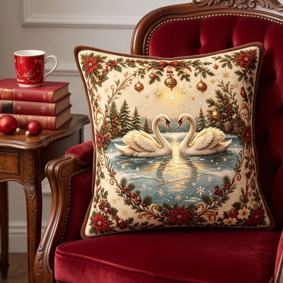 Christmas 2D Pillow Cover, Xmas Throw Pillow Case, Sofa Bedroom Home Holiday Decor, 17.71 in