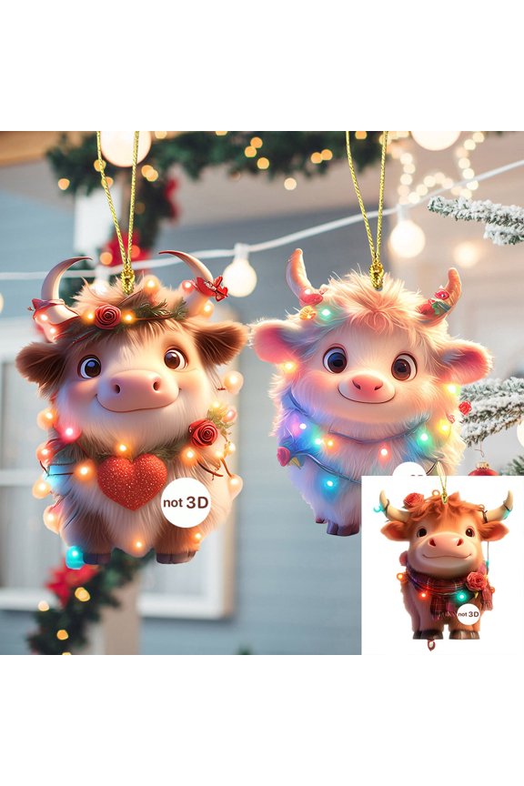 Christmas 2d Acrylic Animal Shape Pendant - Rose Calf 3Pcs, 2d Acrylic Car Pendant, Backpack Decorations, Personalized Keychain Pendant, Christmas Tree Hanging Pendant, 2024 Christmas Gifts for Kids