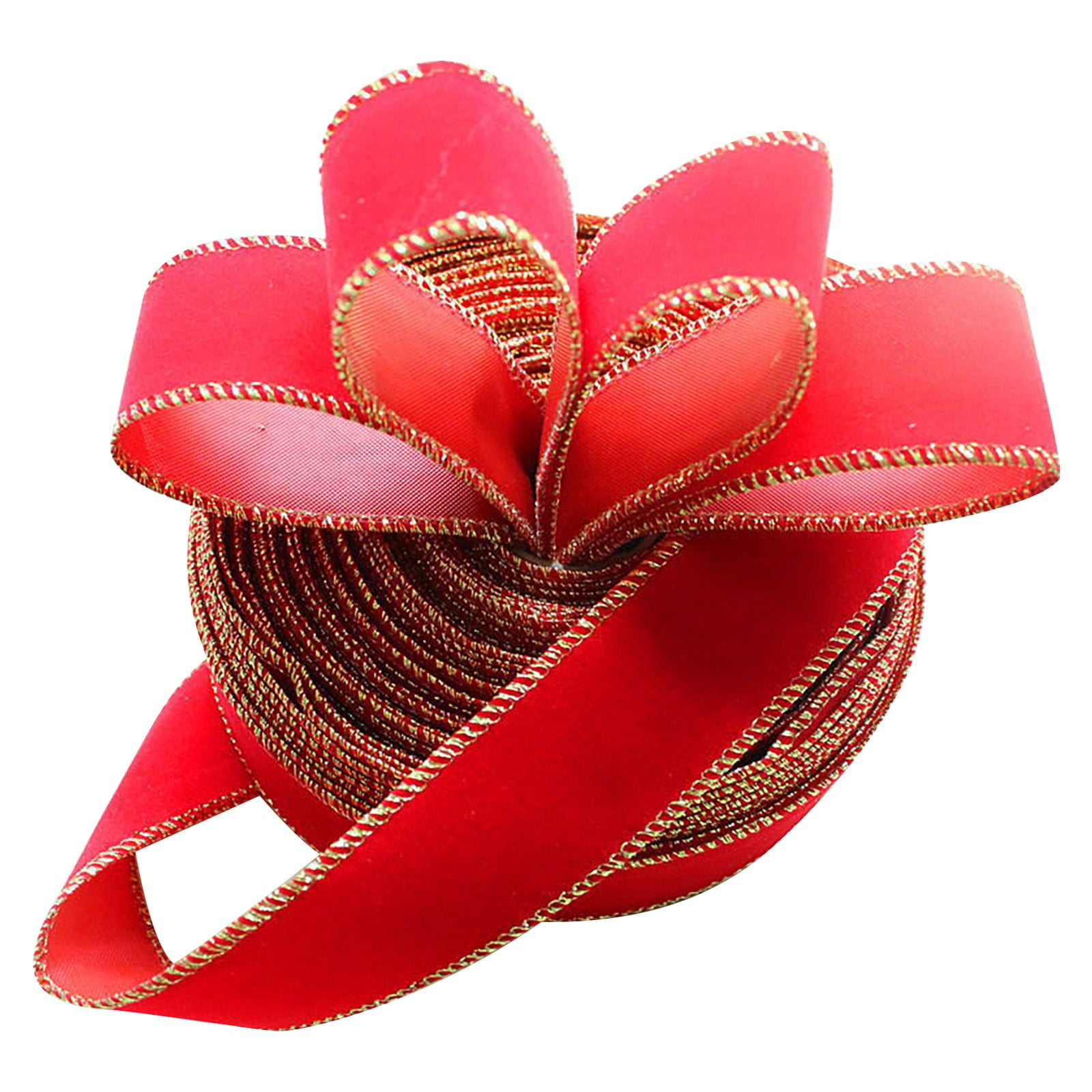 Christmas 2m Red Christmas Gold Edge Flannel Decoration Ribbon