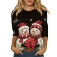 thumbnail image 1 of Christmas 3/4 Sleeve Tops for Women Plus Size Round Neck Shirts Snowman Printed Holiday Tshirts Merry Christmas Graphic Tee Elbow Sleeve Tees, 1 of 5