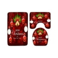 Christmas 3 Piece Bath Rugs Sets Red & White Xmas Tree Bathroom Mats