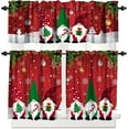 thumbnail image 1 of Christmas 3 Piece Kitchen Curtains Set,Xmas Gnomes Snowflake Print Window Treatment Tiers Red Rod Pocket Valance Sets for Small Windows Bedroom Living Room 54 x 24 Inch, 1 of 5