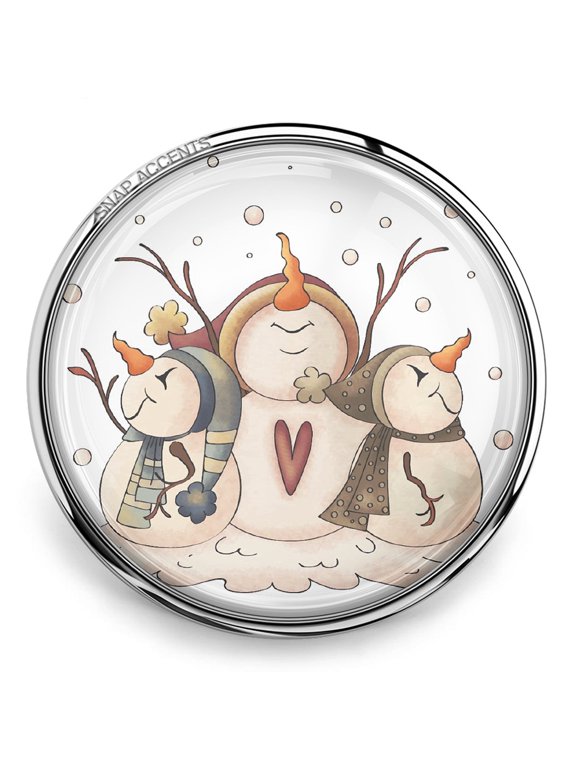 Snap Jewelry 18MM Snowman Trio Ginger Charm Button for Interchangeable Jewelry Collections