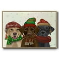 thumbnail image 1 of Christmas 3 Winter Labs - Framed Gallery Wrapped Holiday Canvas - 25 x 37 - Natural Wood Frame, 1 of 8