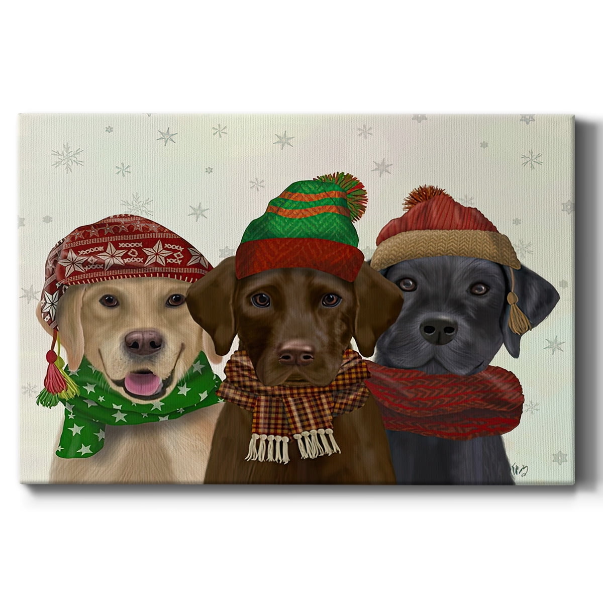 Christmas 3 Winter Labs- Gallery Wrapped Canvas