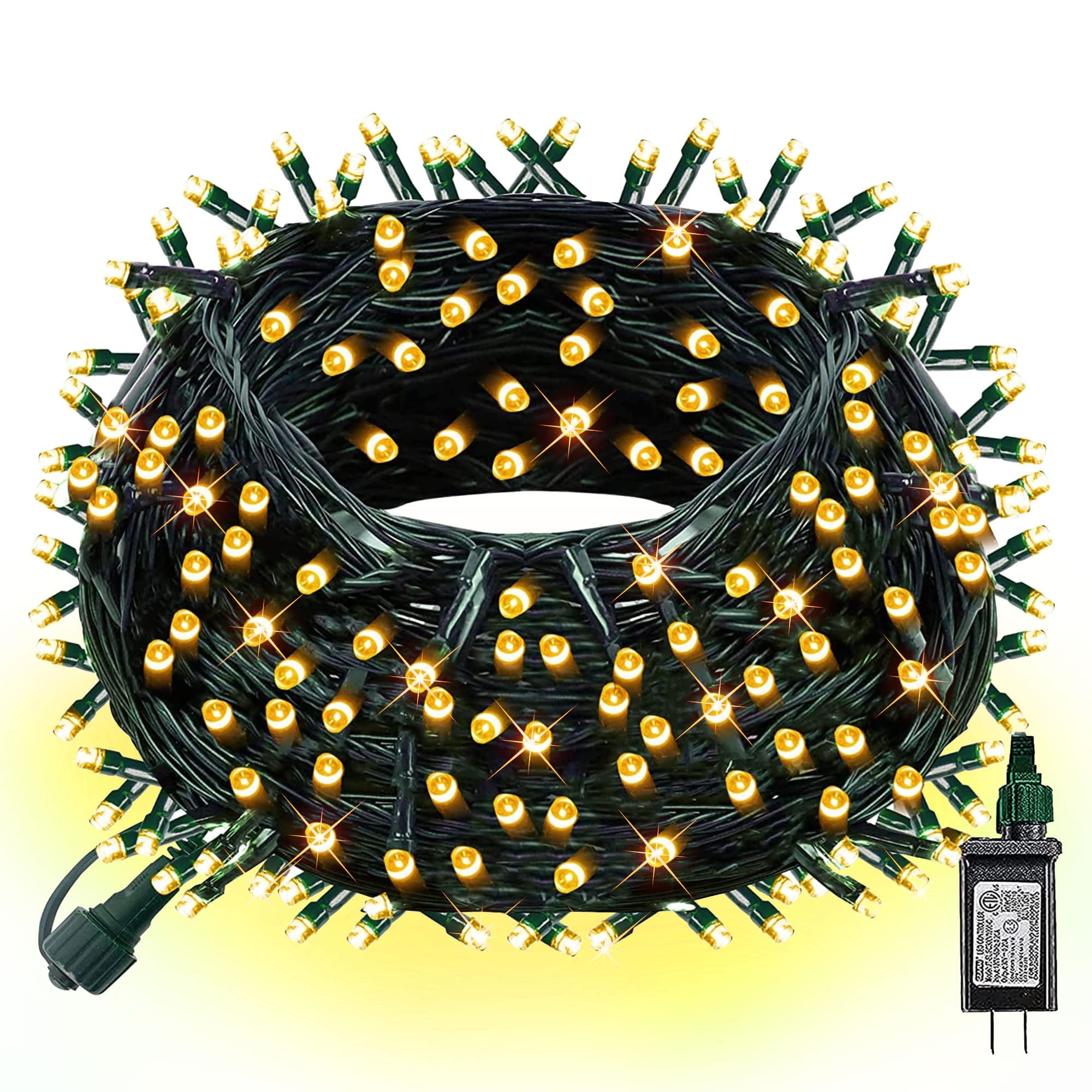 Christmas 300 LED String Lights, 100FT Connectable String Lights with 8 Lighting Modes, Xmas Vintage Decorations for Indoor Outdoor Party Supplies Yard Garden Decor (Green)