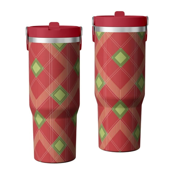 Christmas 30oz Handheld Travel Tumbler with Handle – Double Wall Stainless Steel Insulated Cup, Flip Straw Lid, Leak-Proof & BPA-Free for Hot and Cold Drinks – Durable Coffee & Juice Mug Black