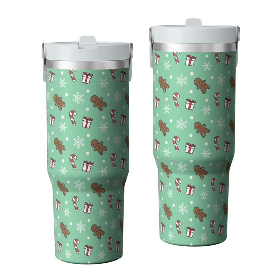 Christmas 30oz Handheld Travel Tumbler with Handle – Double Wall Stainless Steel Insulated Cup, Flip Straw Lid, Leak-Proof & BPA-Free for Hot and Cold Drinks – Durable Coffee & Juice Mug Black
