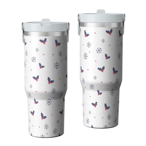Christmas 30oz Handheld Travel Tumbler with Handle – Double Wall Stainless Steel Insulated Cup, Flip Straw Lid, Leak-Proof & BPA-Free for Hot and Cold Drinks – Durable Coffee & Juice Mug Black