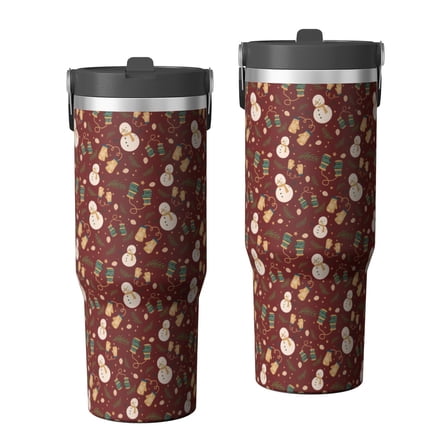 Christmas 30oz Handheld Travel Tumbler with Handle – Double Wall Stainless Steel Insulated Cup, Flip Straw Lid, Leak-Proof & BPA-Free for Hot and Cold Drinks – Durable Coffee & Juice Mug Black