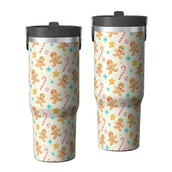 Christmas 30oz Handheld Travel Tumbler with Handle – Double Wall Stainless Steel Insulated Cup, Flip Straw Lid, Leak-Proof & BPA-Free for Hot and Cold Drinks – Durable Coffee & Juice Mug Black