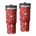 thumbnail image 1 of Christmas 30oz Handheld Travel Tumbler with Handle – Double Wall Stainless Steel Insulated Cup, Flip Straw Lid, Leak-Proof & BPA-Free for Hot and Cold Drinks – Durable Coffee & Juice Mug Black, 1 of 7