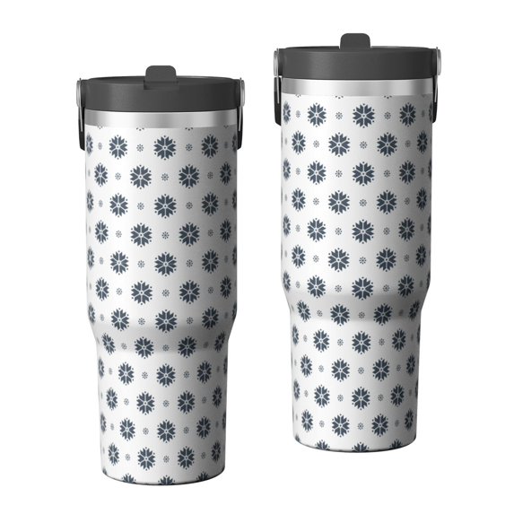 Christmas 30oz Handheld Travel Tumbler with Handle – Double Wall Stainless Steel Insulated Cup, Flip Straw Lid, Leak-Proof & BPA-Free for Hot and Cold Drinks – Durable Coffee & Juice Mug Black