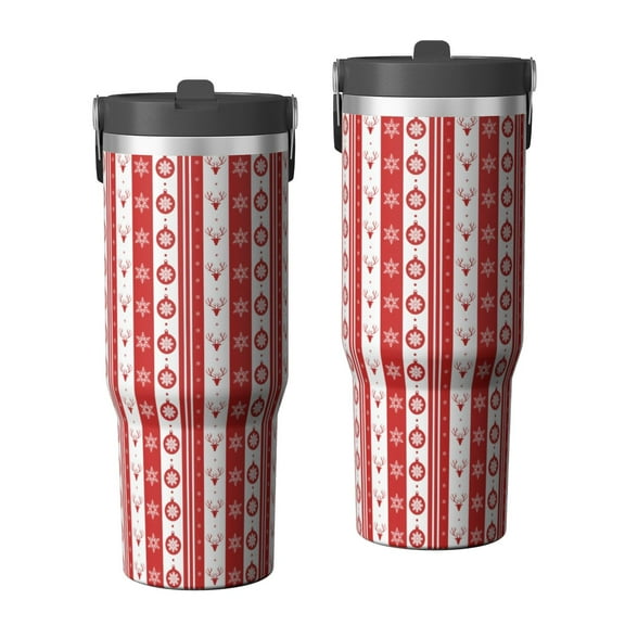 Christmas 30oz Handheld Travel Tumbler with Handle – Double Wall Stainless Steel Insulated Cup, Flip Straw Lid, Leak-Proof & BPA-Free for Hot and Cold Drinks – Durable Coffee & Juice Mug Black