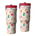 thumbnail image 1 of Christmas 30oz Handheld Travel Tumbler with Handle – Double Wall Stainless Steel Insulated Cup, Flip Straw Lid, Leak-Proof & BPA-Free for Hot and Cold Drinks – Durable Coffee & Juice Mug Black, 1 of 7