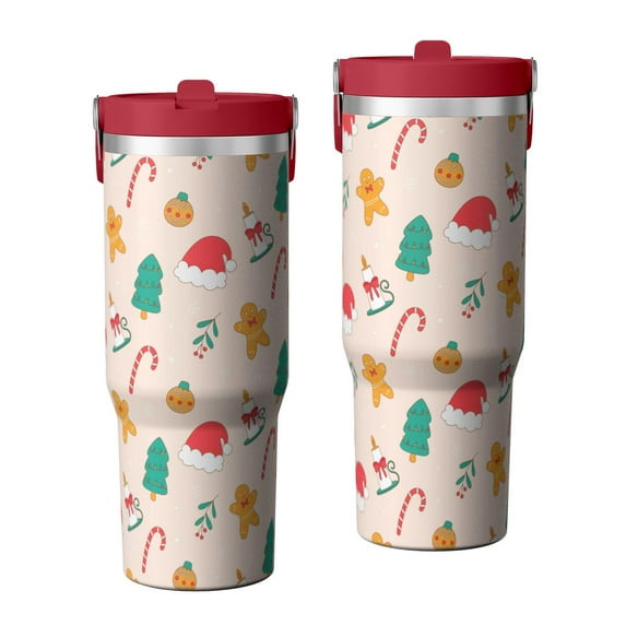 Christmas 30oz Handheld Travel Tumbler with Handle – Double Wall Stainless Steel Insulated Cup, Flip Straw Lid, Leak-Proof & BPA-Free for Hot and Cold Drinks – Durable Coffee & Juice Mug Black