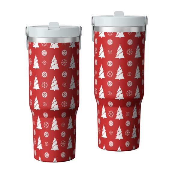 Christmas 30oz Handheld Travel Tumbler with Handle – Double Wall Stainless Steel Insulated Cup, Flip Straw Lid, Leak-Proof & BPA-Free for Hot and Cold Drinks – Durable Coffee & Juice Mug Black