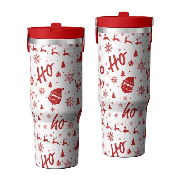 Christmas 30oz Handheld Travel Tumbler with Handle – Double Wall Stainless Steel Insulated Cup, Flip Straw Lid, Leak-Proof & BPA-Free for Hot and Cold Drinks – Durable Coffee & Juice Mug Black