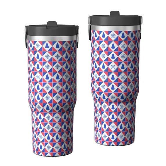 Christmas 30oz Handheld Travel Tumbler with Handle – Double Wall Stainless Steel Insulated Cup, Flip Straw Lid, Leak-Proof & BPA-Free for Hot and Cold Drinks – Durable Coffee & Juice Mug Black