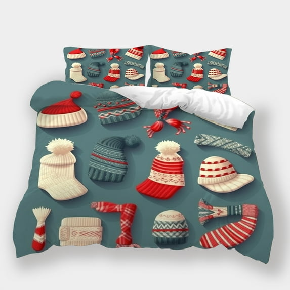 Christmas 3D Beanie Sock Printed Duvet Cover Set Kid Adult Festival Bed Gift Fashion Design Home Bedding Suit