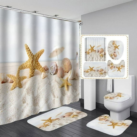 Christmas 3D Digital Printing Shower Curtain 4 Pieces For Home / Hotel / Party Decoration 180 * 180cm