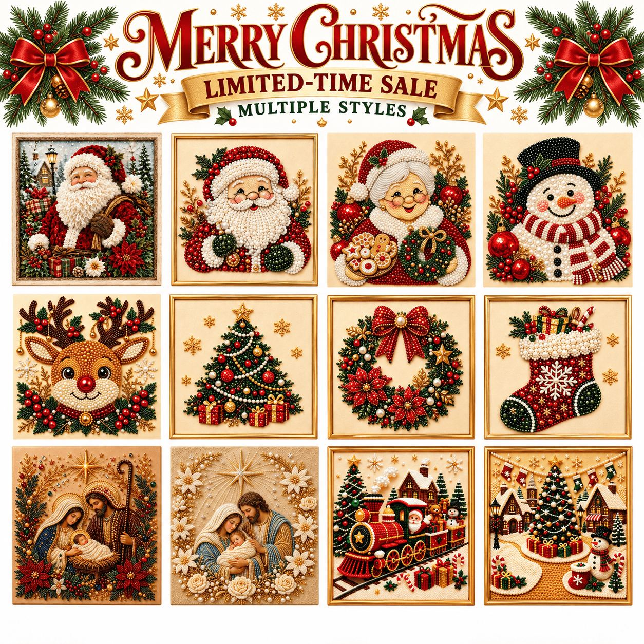 Christmas 3D Fabric Poke DIY Kit, Handmade Festive Wall Hanging ...