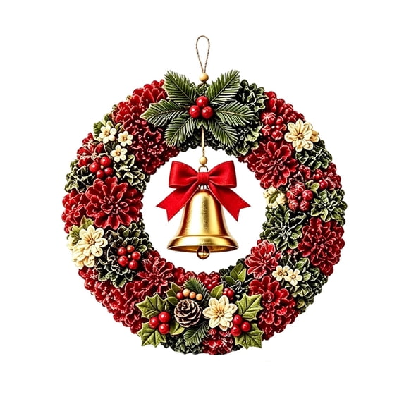 Christmas 3D Fabric Poke Wreath DIY Kit, Christmas Wreath DIY Kit for Adults Teens, Christmas Decorations Gift (Bell)