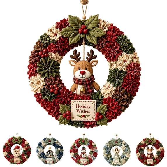 Christmas 3D Fabric Poke Wreath DIY Kit, Christmas Wreath DIY Kit for Adults Teens, Christmas Decorations Gift (Bell)