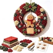 Christmas 3D Fabric Poke Wreath DIY Kit, Gingerbread Man Style, Handmade Festive Wall Hanging Christmas Indoor Outdoor Decor