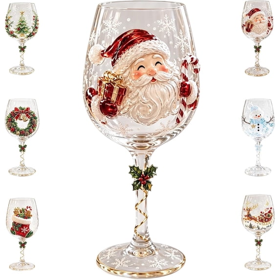 Christmas 3D Glass Collection Gift Box Set, 3D Christmas Glassware with Raised Holiday Designs, Festive ChristmasGlass Cups for Beer ,Drinks, Party and Home Decor(A)