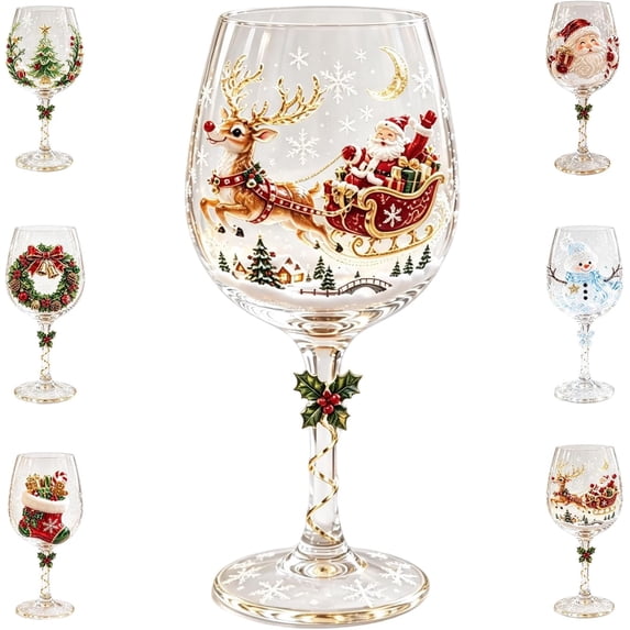 Christmas 3D Glass Collection Gift Box Set, 3D Christmas Glassware with Raised Holiday Designs, Festive ChristmasGlass Cups for Beer ,Drinks, Party and Home Decor(F)