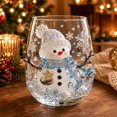 thumbnail image 1 of Christmas 3D Glass Cup Collection, Stemless Tumbler With Snowman, Hand Painted Holiday Ornament Glassware, Festive Gift for Kitchen Party Table Decor(Snowman), 1 of 7