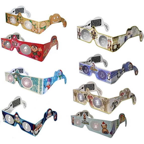 Christmas 3D Glasses - Holiday Eyes (R) - New for 2022 - 8 Pairs Variety Pack, Exclusively featuring the Christmas Nutcracker, Penguin, Gingerbread Man, Teddy Bear, Santa, Elf, Angel, and Snowman.