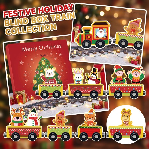 Christmas 3D Magnetic Train Blind Box Set, 24Pcs Mini Train Advent Calendar Countdown for Holiday Decorations and Gifts