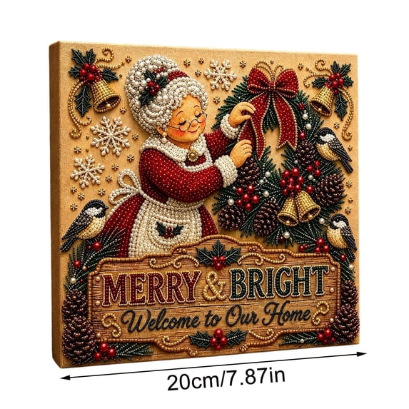 Christmas 3D Pearl Diamond Art Kit - DIY Diamond Painting kit with Frame, Easy DIY Craft for Adults, Beginners (Old Lady)