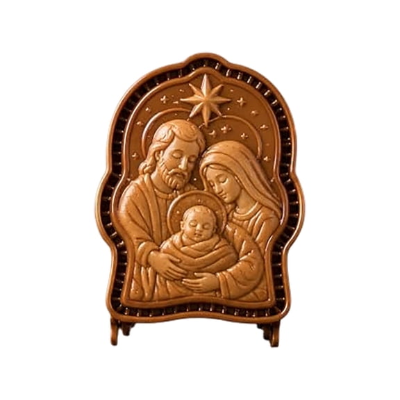 Christmas 3D Pie Mold Holy Family Design Food Grade Non Stick Hand Pie Maker For Holiday Baking(Brown-8cm)